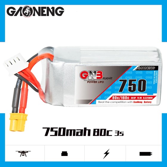 GAONENG GNB 750mah 3S 11.1V 80C XT30 LiPo Battery RC Model air Drone FPV Quadcopter Radio Control Toy FPV DRONE Square Type